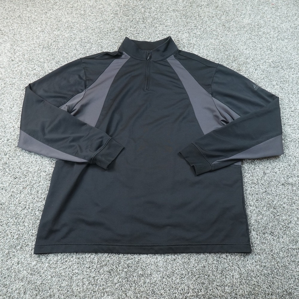 Adidas Pullover Mens L Black Gray 1/4 Zip Long Sleeve Performance Shirt Top Gym